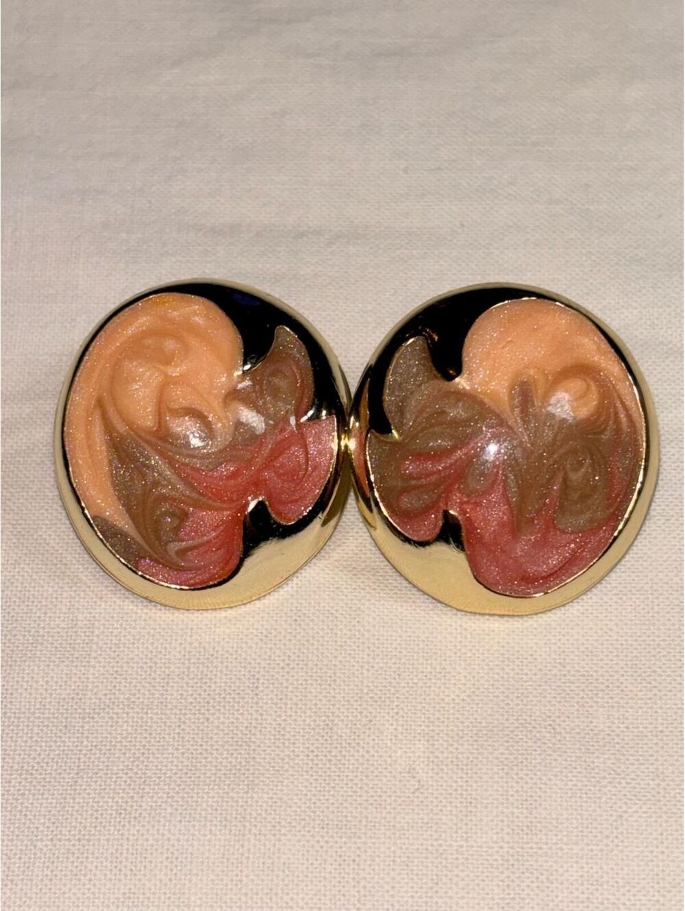 Vintage Signed Don Lin enamel and gold-tone earrings [COPY]